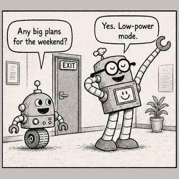 Panel 1 teaser from Circuit Chuckles — Weekend Mode, showing the opening setup and dialogue.