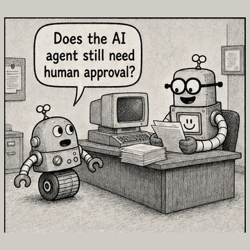 Panel 1 teaser from Circuit Chuckles — Human in the Loop, showing the opening setup and dialogue.