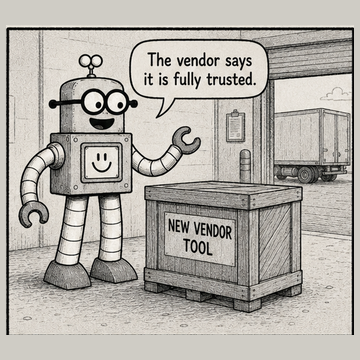 Panel 1 teaser from Circuit Chuckles — Trusted Vendor, showing the opening setup and dialogue.
