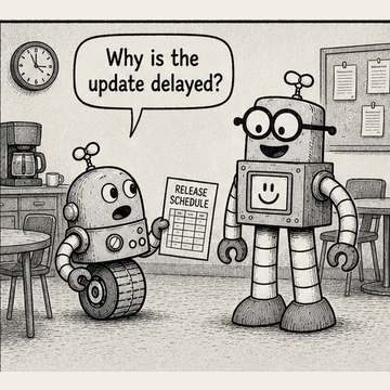Panel 1 teaser from Circuit Chuckles — Change Freeze, showing the opening setup and dialogue.