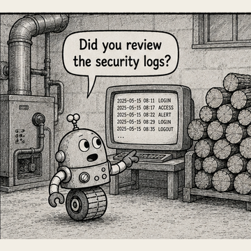 Panel 1 teaser from Circuit Chuckles — Log Review, showing the opening setup and dialogue.