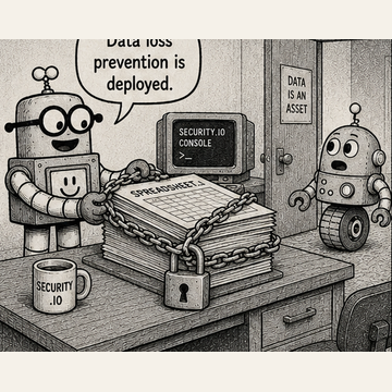 Panel 1 teaser from Circuit Chuckles — Data Loss Prevention, showing the opening setup and dialogue.